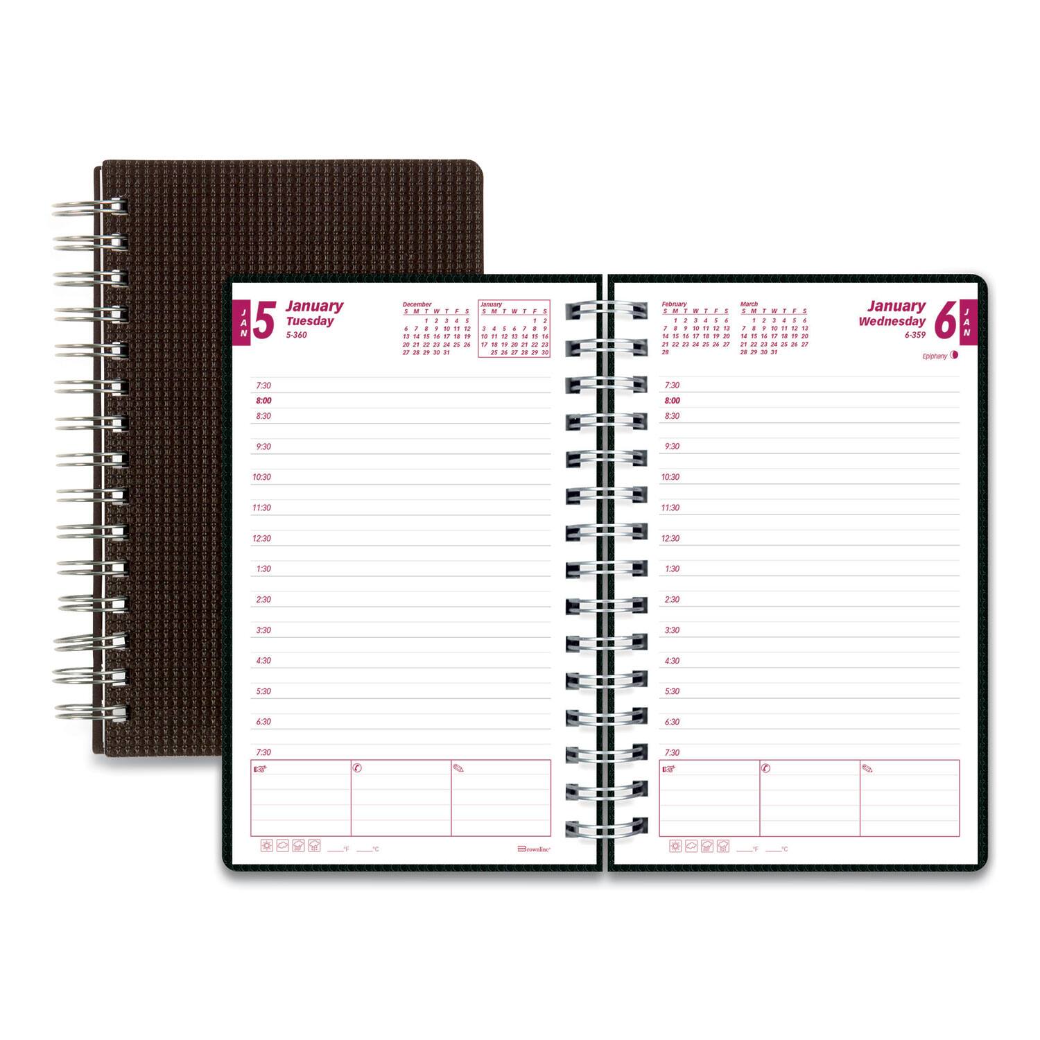 Brownline - DuraFlex Daily Planner 8 x 5 Black Cover 12 Month Jan to Dec 2026