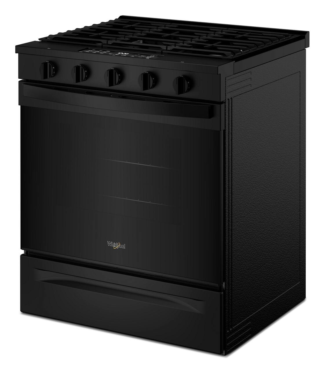 Left. Whirlpool - 5.0 Slide-In Gas Range with Air Cooking Technology - Black.