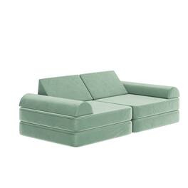 Emma + Oliver - Conner Modular Play Couch for Kids with Convertible 6-Piece Design and Soft Foam Cushions - Sage