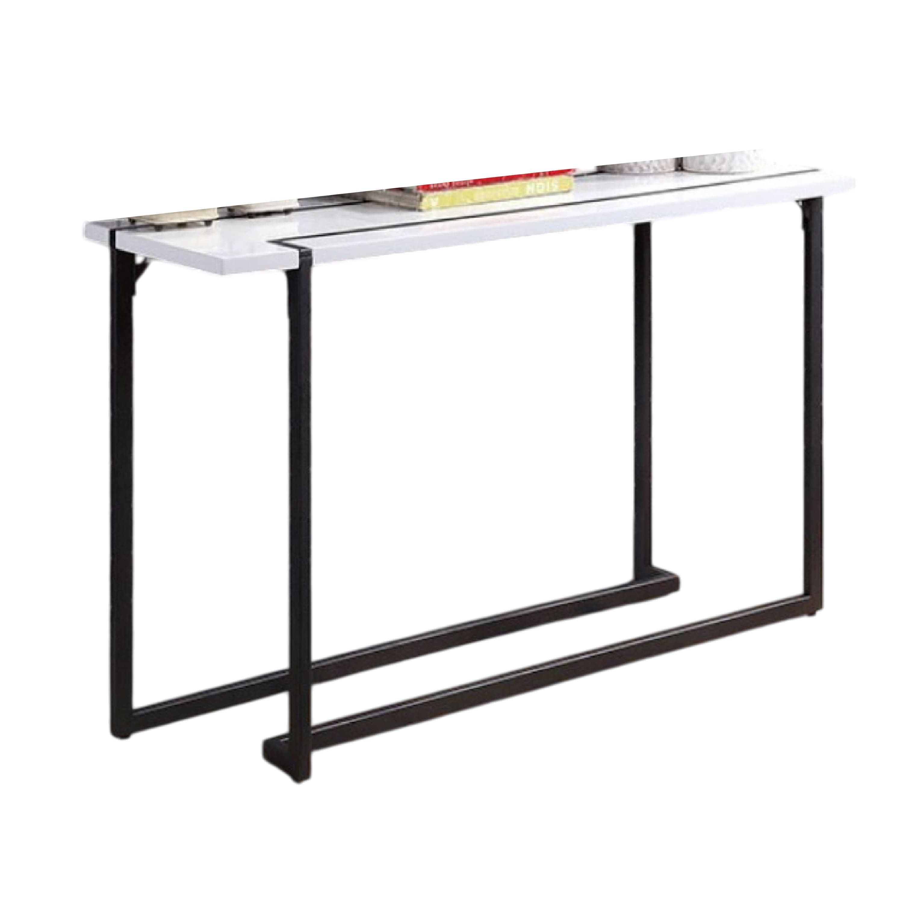 Photos - Other Furniture MANHATTAN Lane - Iry Sofa Console Table, Black Steel Sled Base, 47 Inch - White, Black 