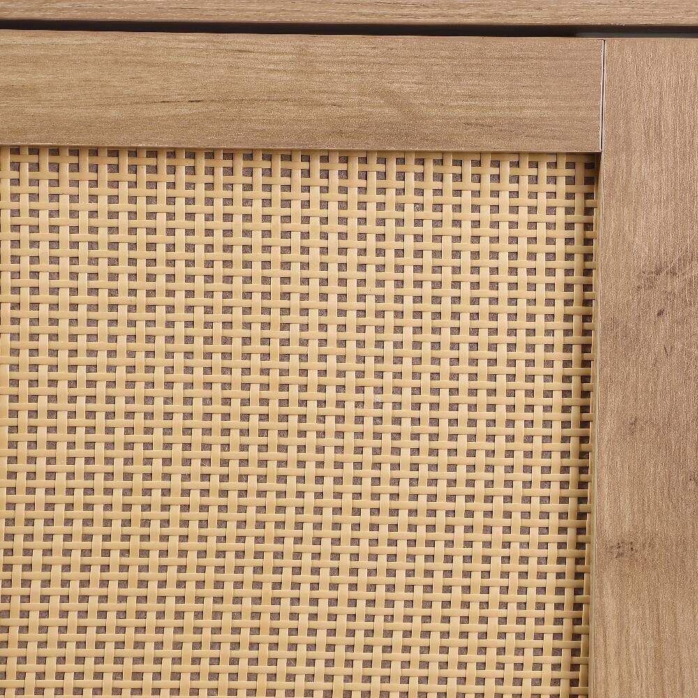 Alt View 1. Loheer - Loheer Rattan Door Shoe Cabinet 5-Tier Shoe Storage with Open Shelves Black and Natural - Black and Natural.