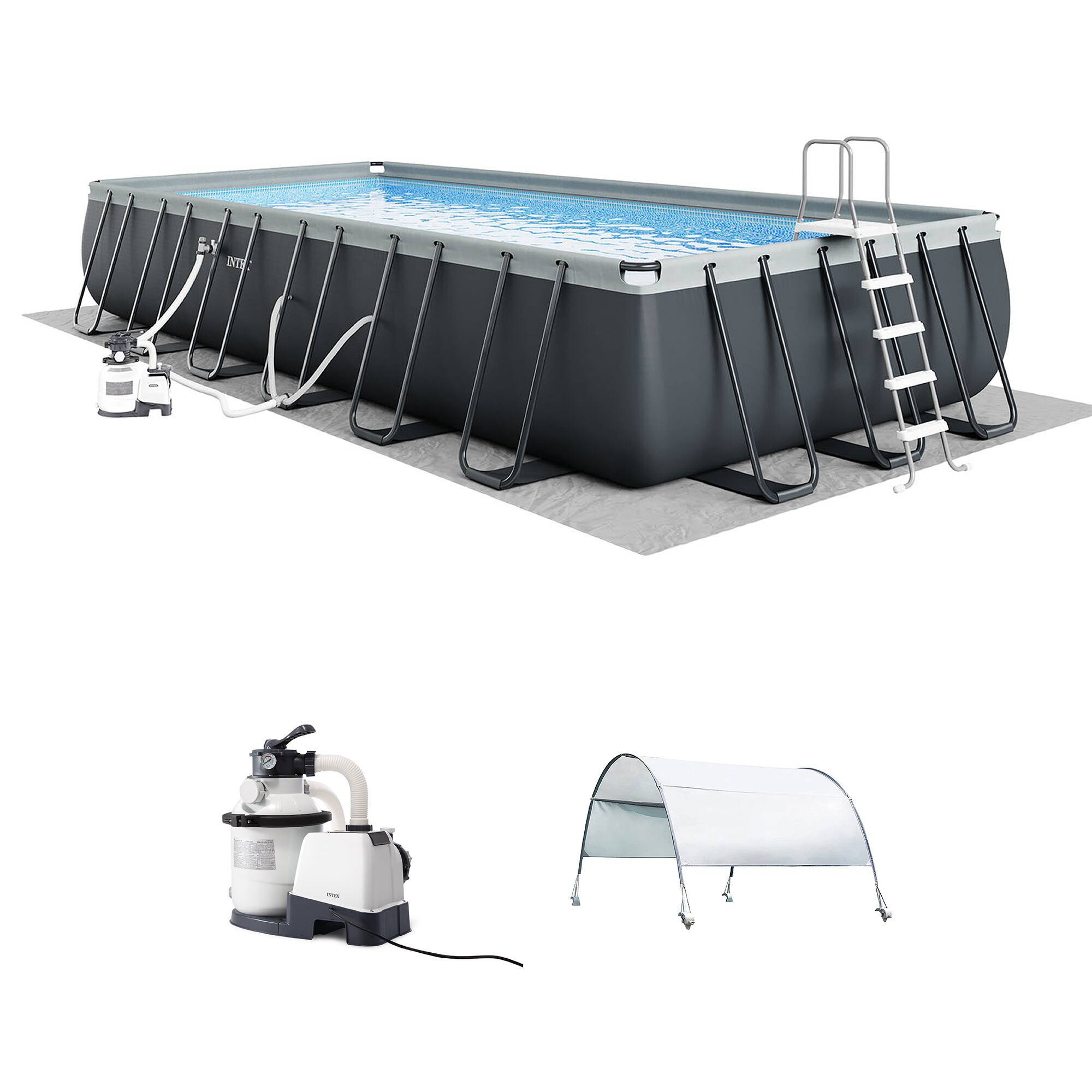 Front. Intex - INTEX 26367EH 24' x12' x52" Rectangular Ultra XTR Frame Swimming Pool with Pump.