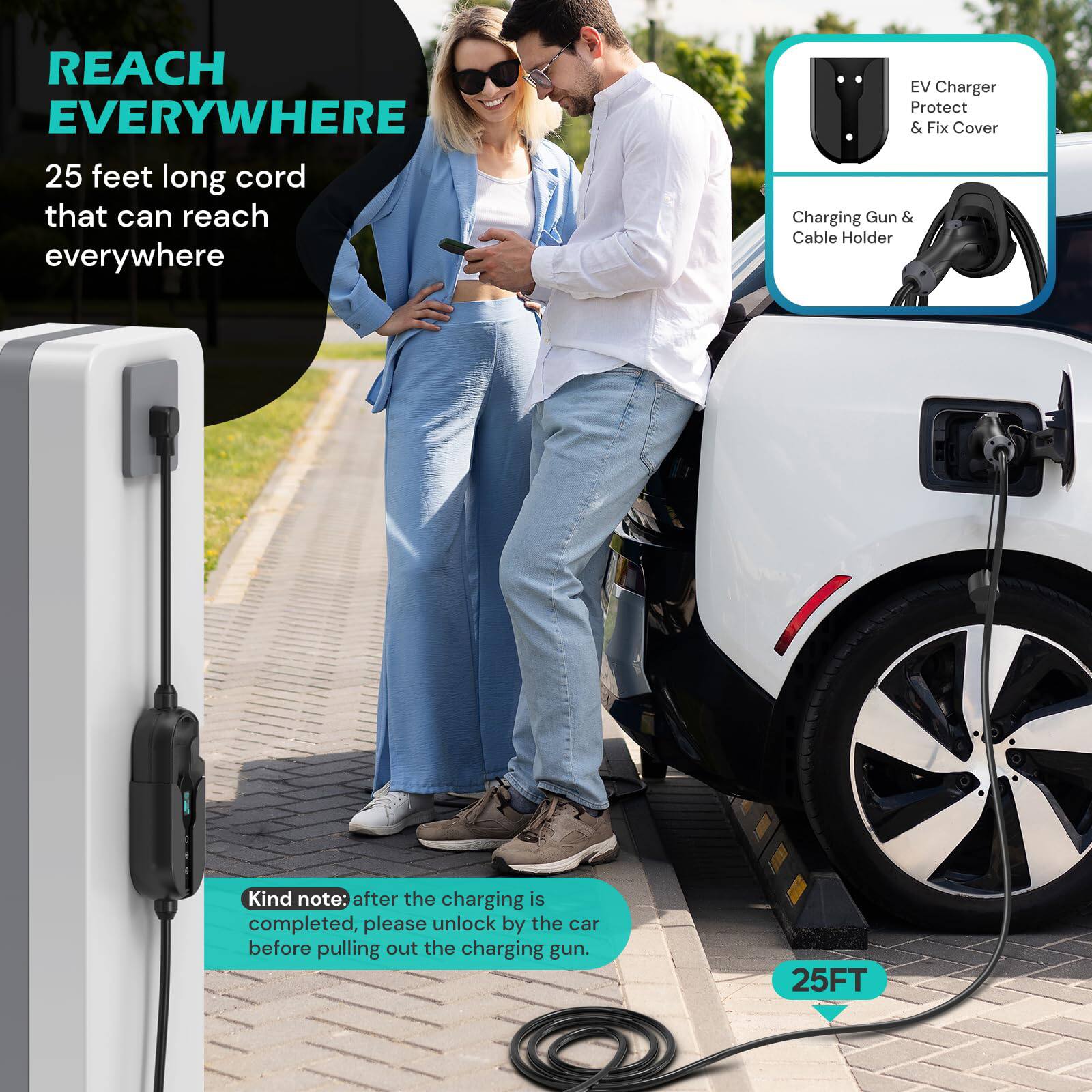 EV Charger 48Amp Level 2 Electric Vehicle Charger 240V 10.68KW Electric