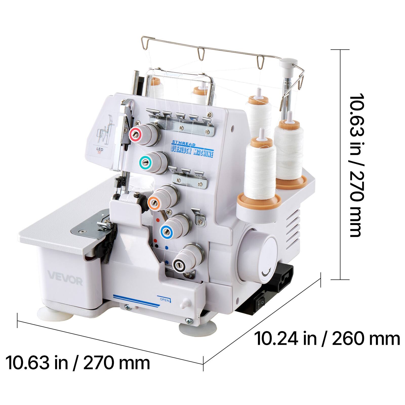 LED R THREAD JUSSUS MACHINE  
10.63 in / 270 mm  
VEVOR  
OPEN  
10.63 in / 270 mm  
10.24 in / 260 mm