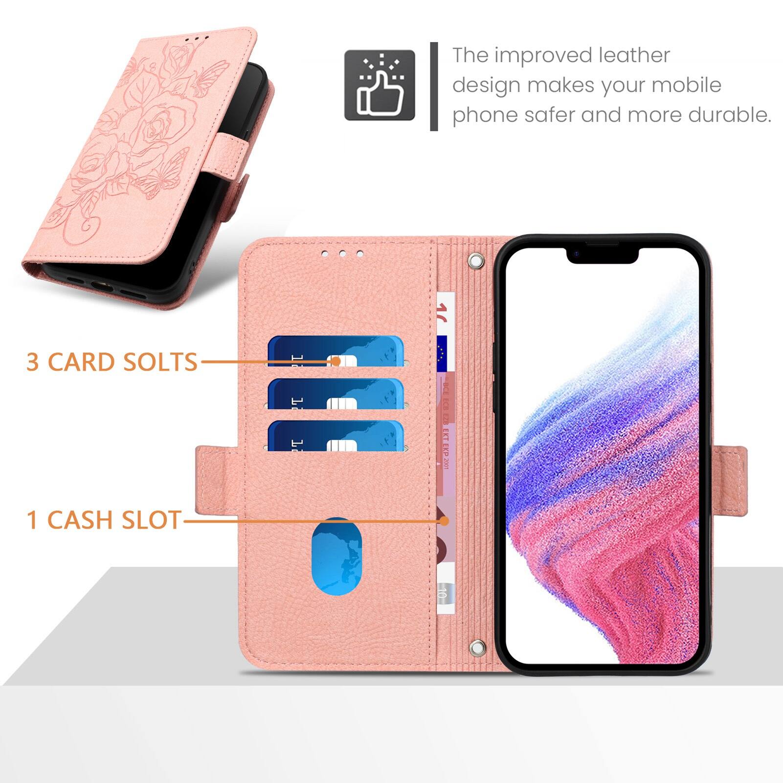 The improved leather design makes your mobile phone safer and more durable.

3 CARD SLOTS

1 CASH SLOT
