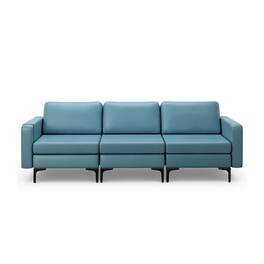 Kadyn - 3-Seat Sectional Sofa Couch with Armrest Magazine Pocket and Metal Leg-Blue, Sectional Sofa Couch Living Room Sleeper - Blue