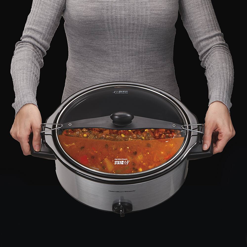 Alt View 11. Hamilton Beach - Stay or Go 6 Quart Slow Cooker - Silver.