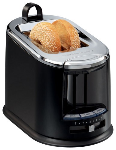  Hamilton Beach - SmartToast 2-Slice Wide-Slot Toaster - Black and Brushed Stainless Steel