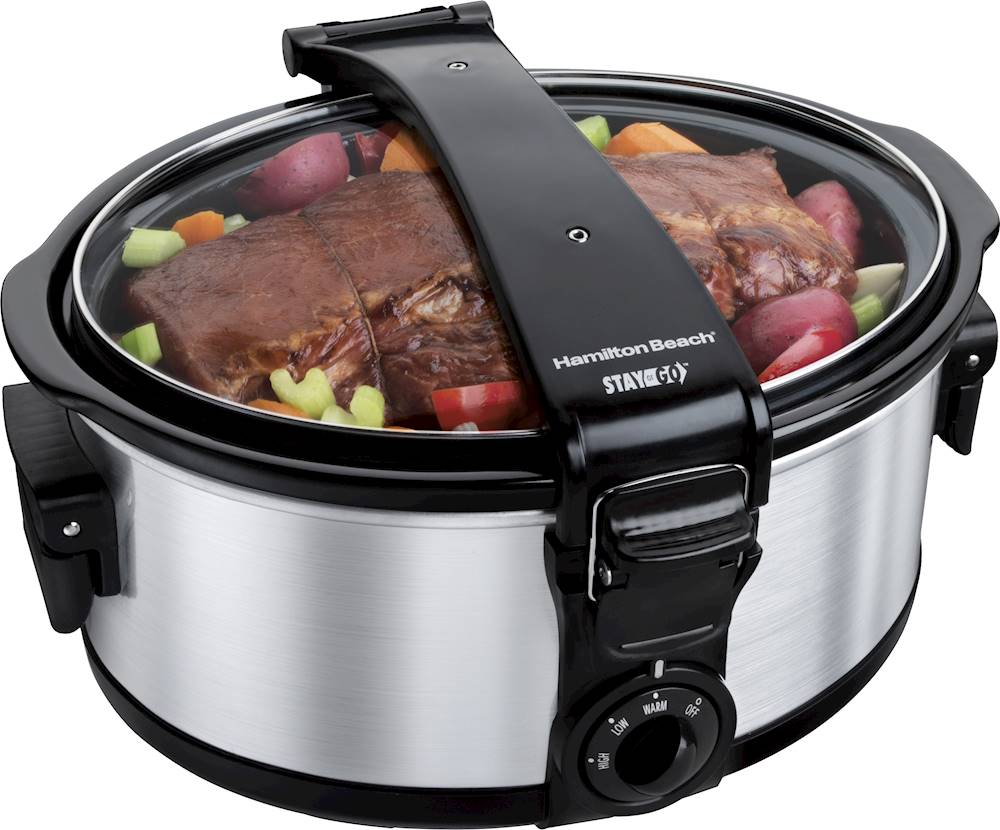 Hamilton Beach Stay or Go 6 Qt. Stainless Steel Slow Cooker with Built in  Timer 33561 - The Home Depot
