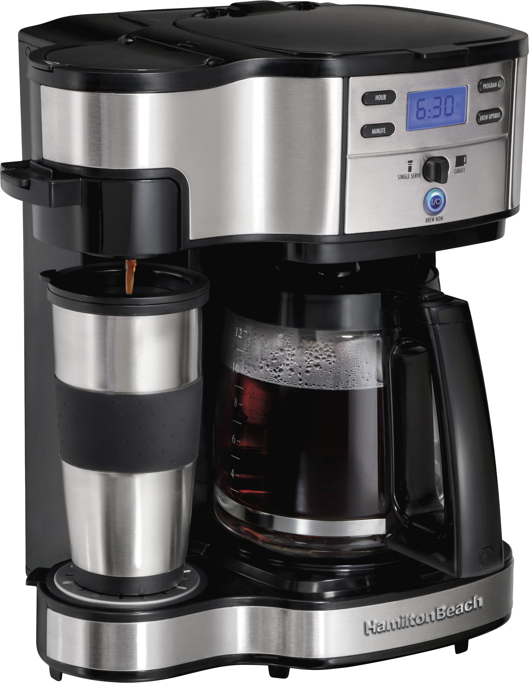 Hamilton Beach Programmable Coffee Maker, 12 Cups, Front Access Easy Fill,  Pause & Serve, 3 Brewing Options, Black 