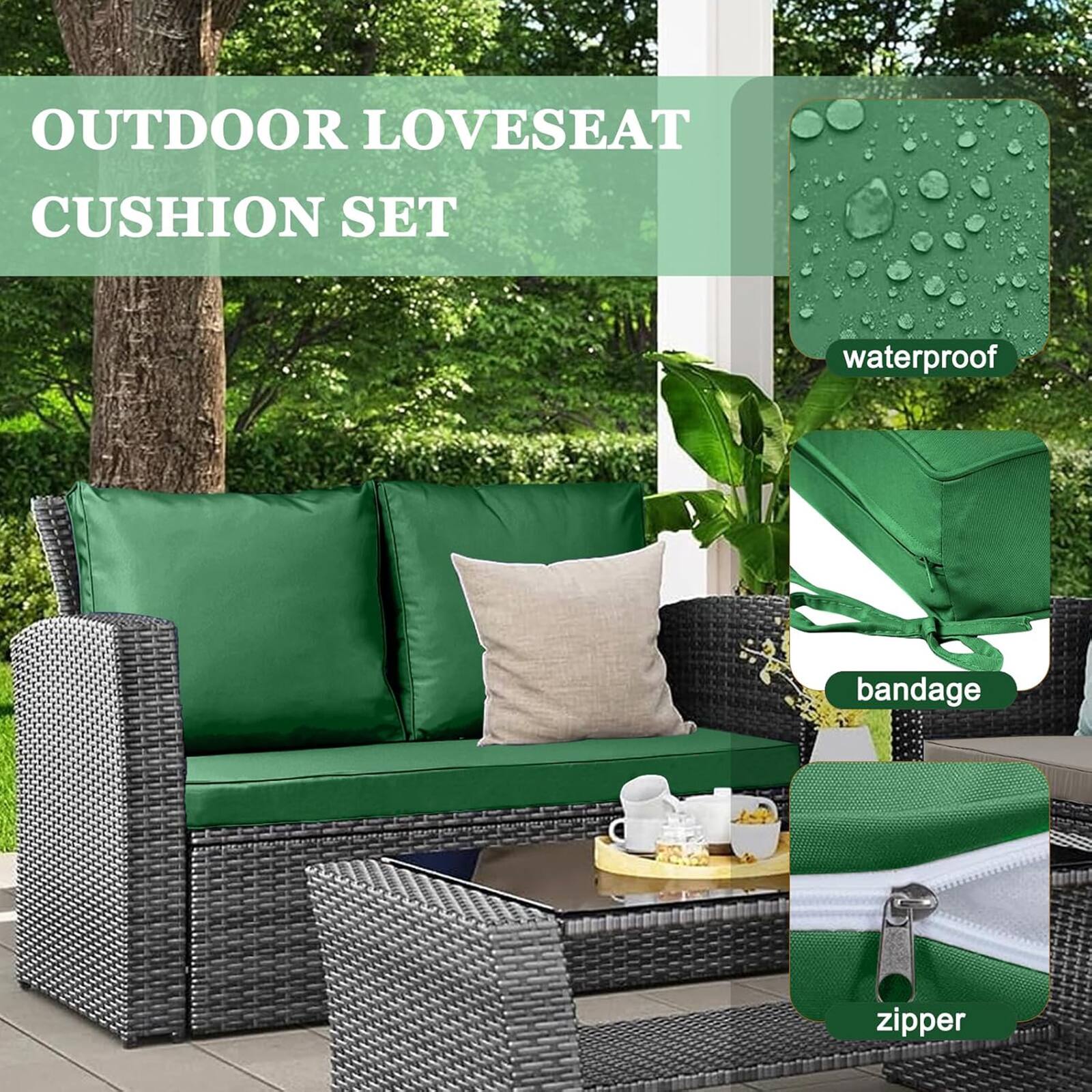 OUTDOOR LOVESEAT CUSHION SET

- waterproof
- bandage
- zipper