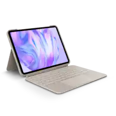 Front. Logitech - Combo Touch for iPad Pro 11-inch (Latest Model)(M4 & M5) Keyboard Case with Detachable Keyboard and Trackpad - Sand.