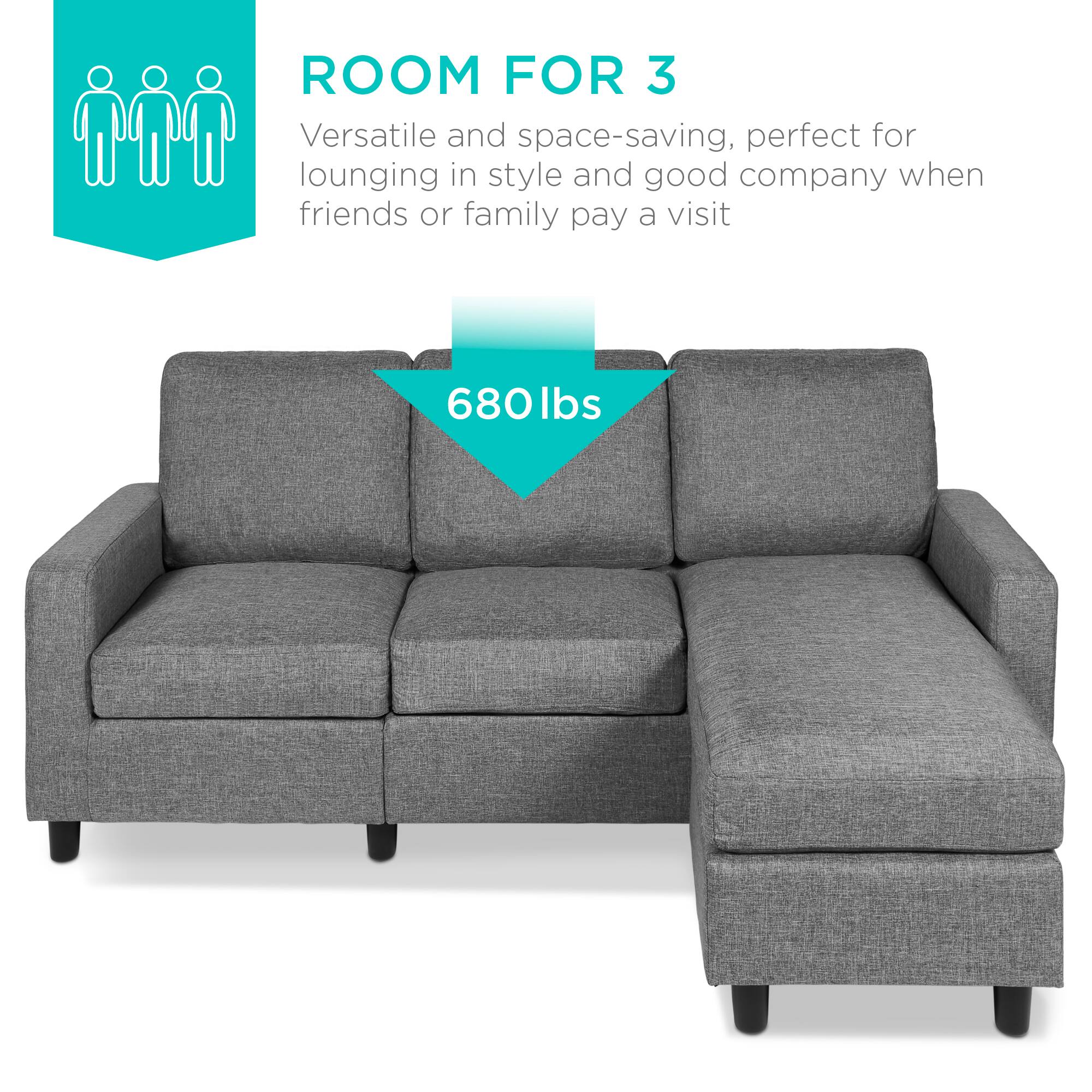 ROOM FOR 3  
Versatile and space-saving, perfect for lounging in style and good company when friends or family pay a visit  
680 lbs
