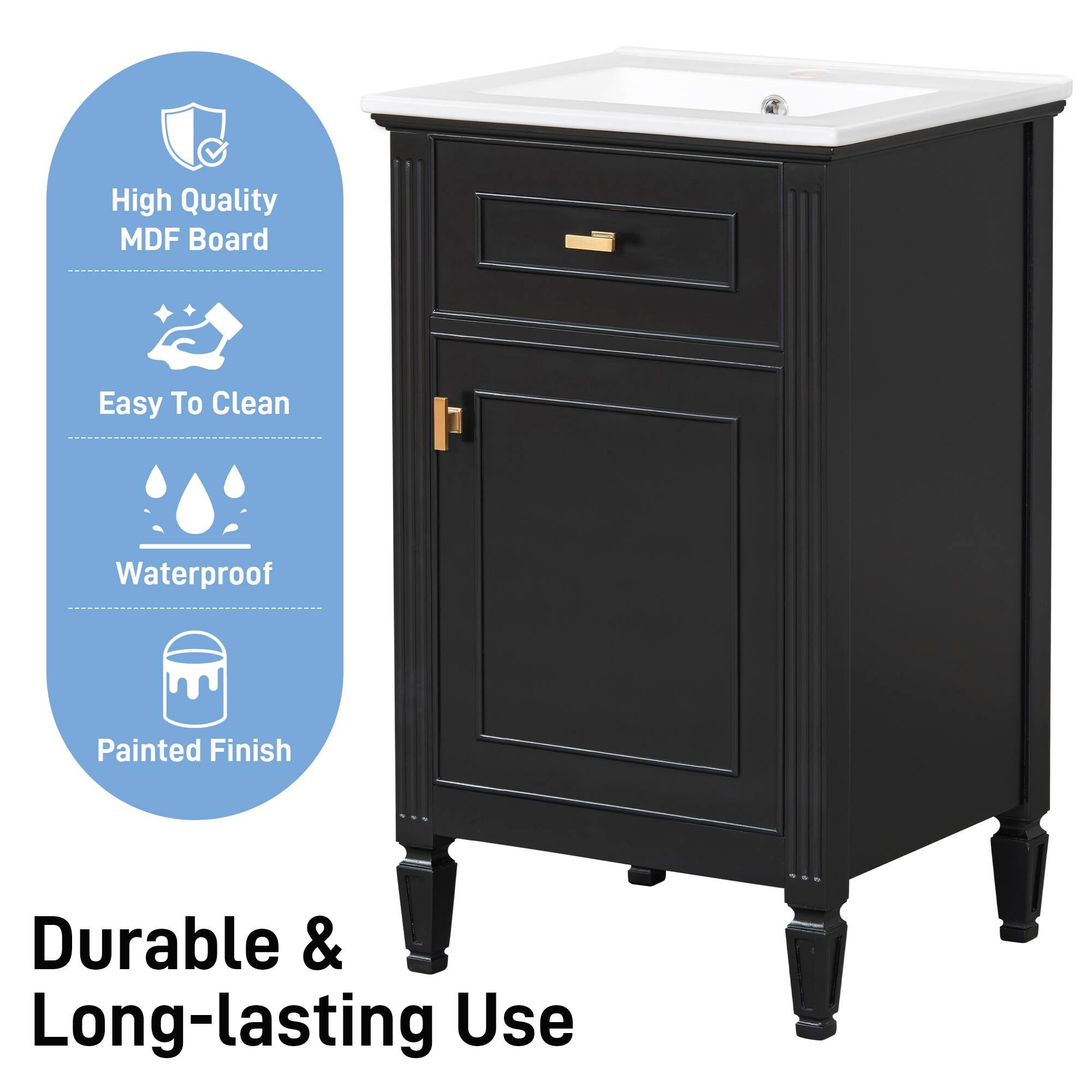 High Quality MDF Board  
Easy To Clean  
Waterproof  
Painted Finish  
Durable & Long-lasting Use