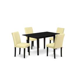 East West Furniture - Dining Table- Dining Chairs - Brown