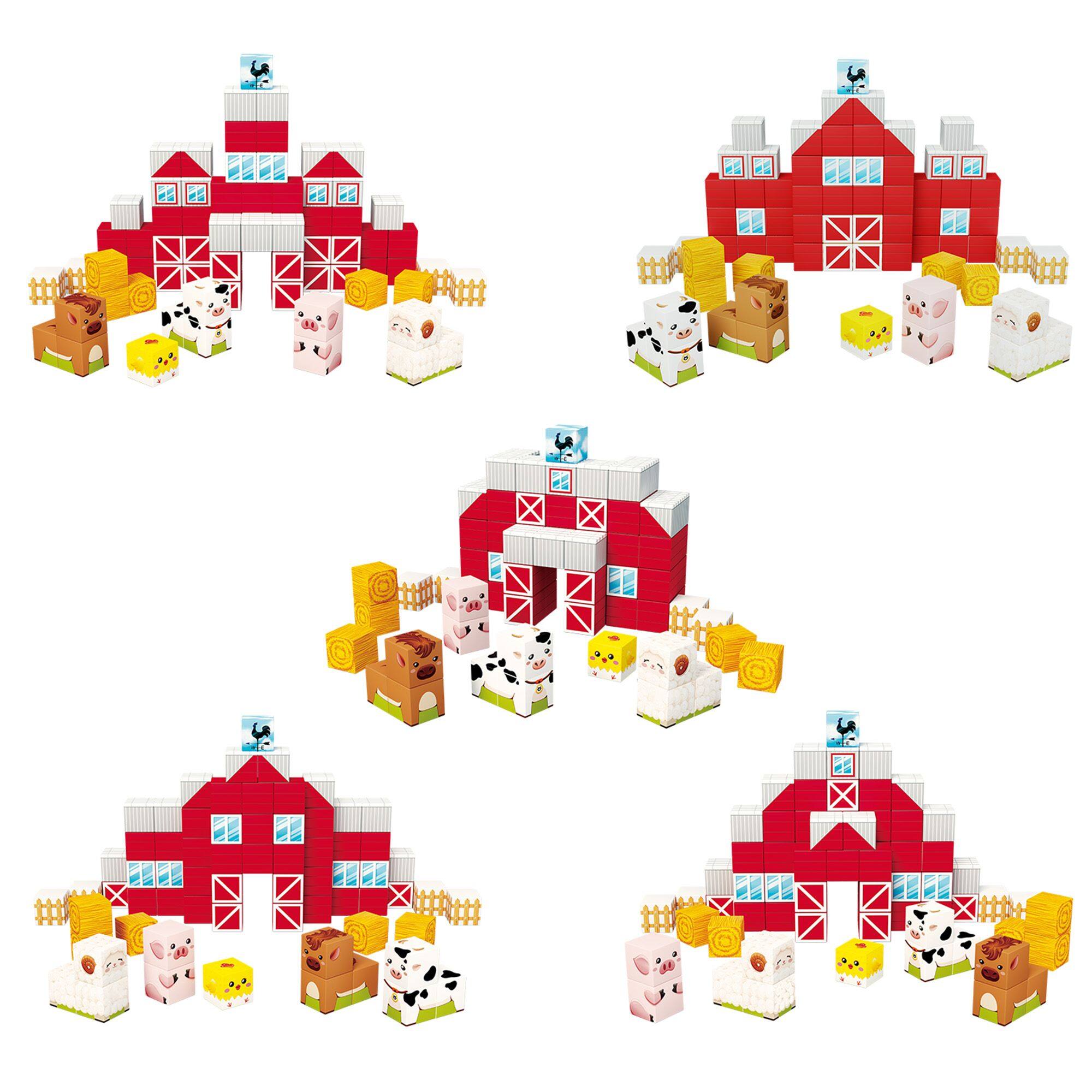 Alt View 3. PicassoTiles - PICASSO-TILES 72 PC Farm House Theme Magnetic Building Puzzle Cubes Set for Kids.