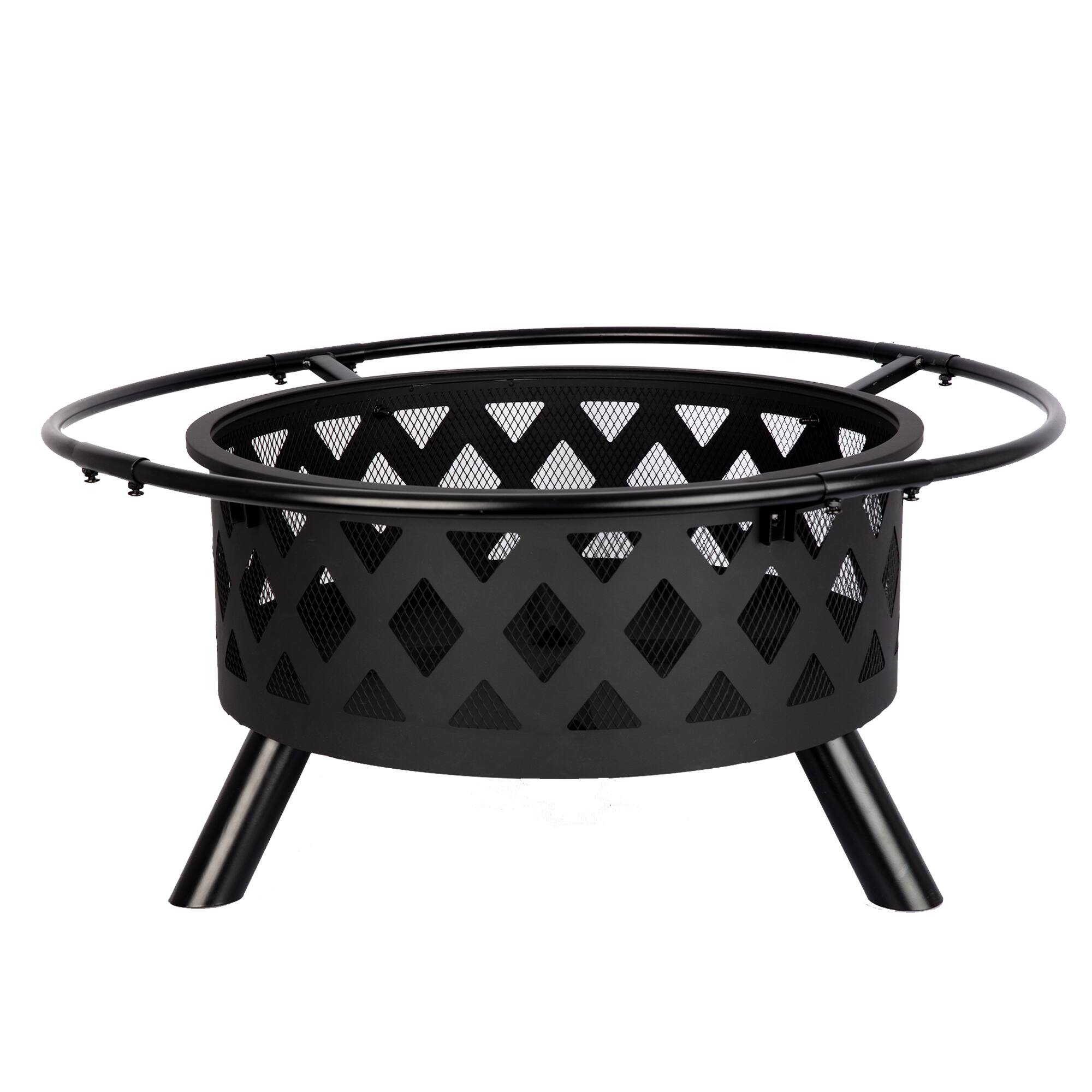 Alt View 18. Bestier - 20" Indoor and Outdoor Steel Brown Round Wood Burning Fire Pit with Spark Screen - Brown.