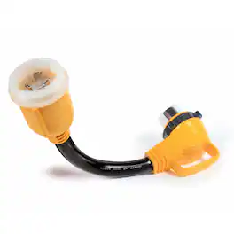 Camco - Power Grip 18" Dogbone Adapter with 50 Amp Locking Male and Female, Yellow - Multi