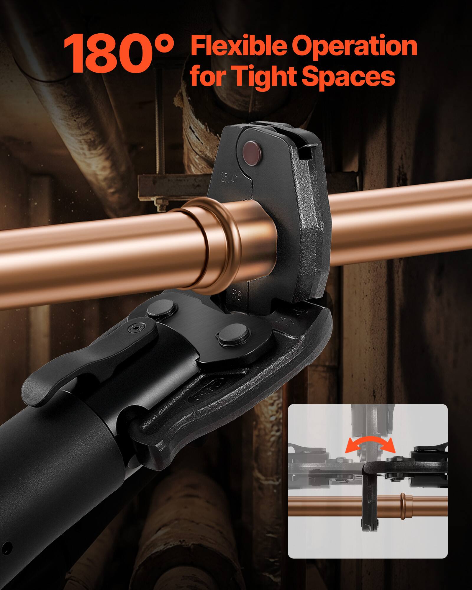 180° Flexible Operation for Tight Spaces