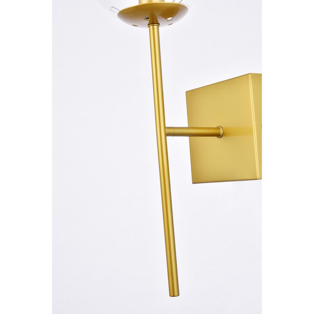 Alt View 1. Living District - Neri 1 light brass and clear glass wall sconce - Brass And Clear.