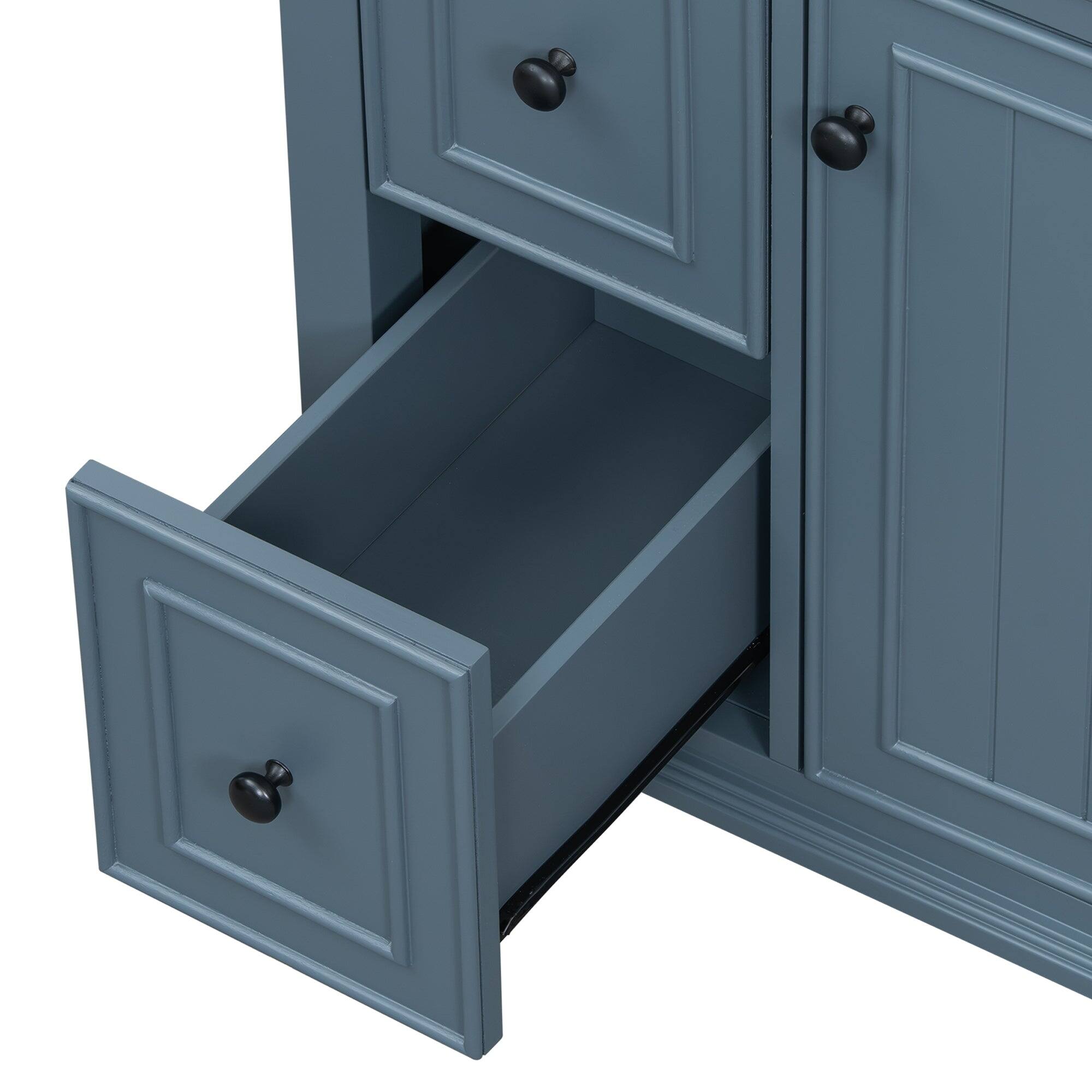 Left. Boyel Living - 24 Inch Bathroom Vanity with Sink Cabinet with One Flip Drawer and Two Drawers Adjustable Shelf Solid Wood MDF Blue Gray - Blue Gray.