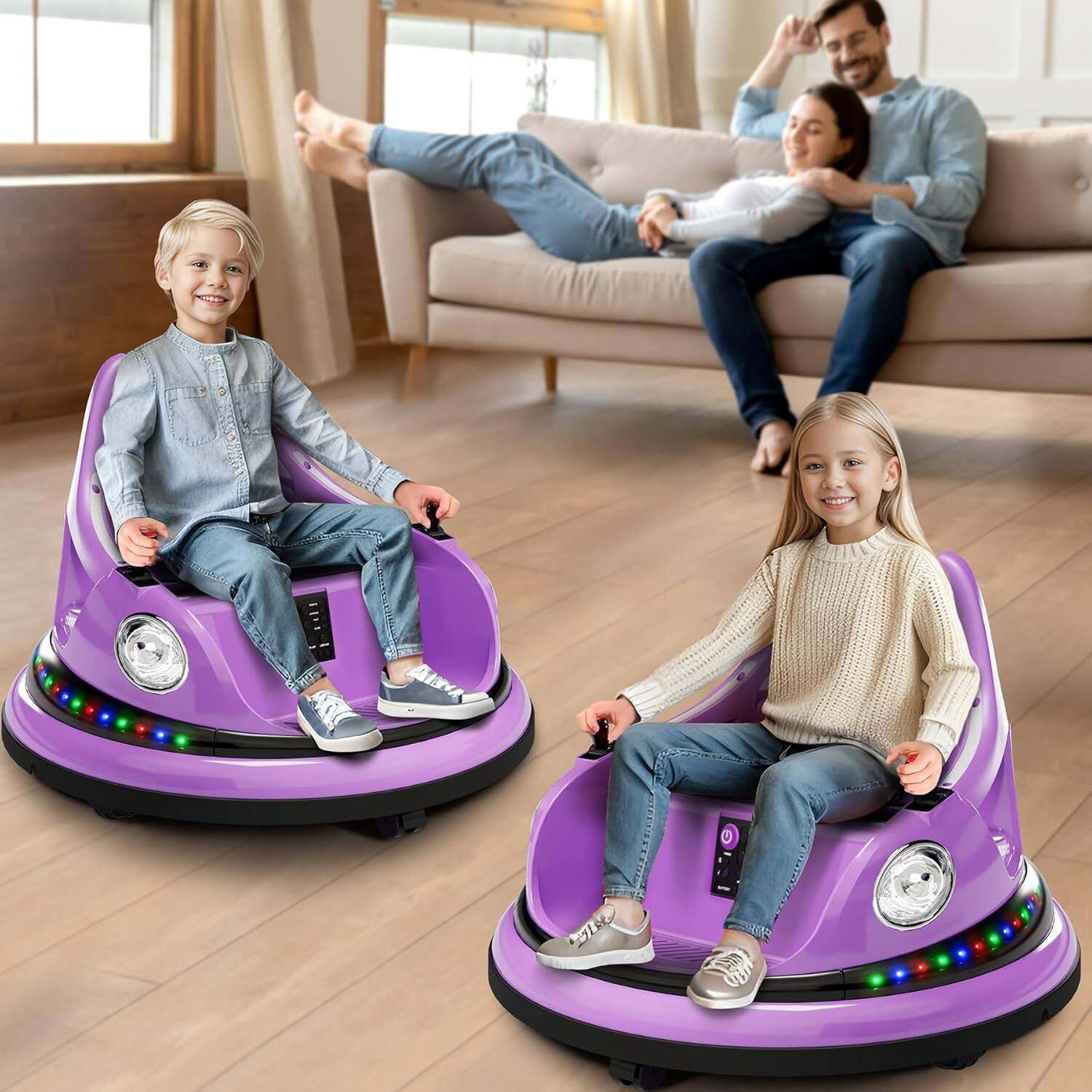 Alt View 5. Electrodes Masters - Ride on Bumper Car for Toddlers, 12V Battery Cars for Kids W/Parent Remote, 2-Speed, 2 Driving Mode, 360°Spin, Electric - Purple.