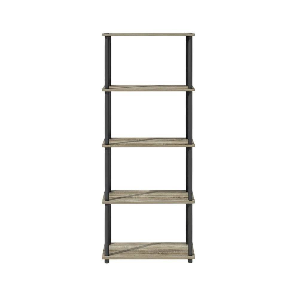 Back. FurniFact - Engineered Wood Bookcase with Durable Construction for Home Storage - French Oak/Black.