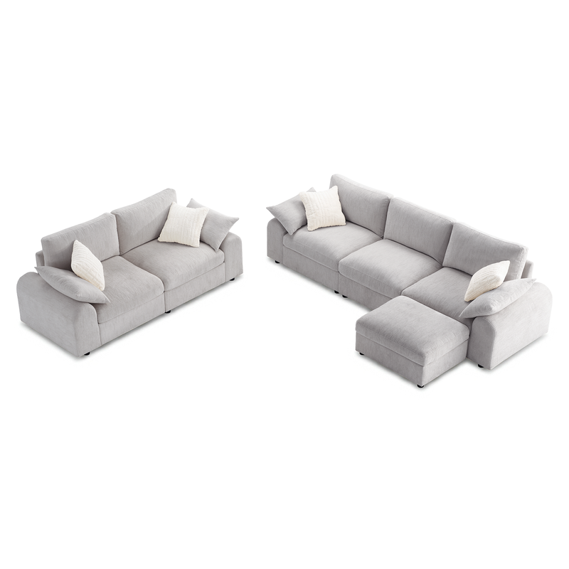 ModernMate - Chenille Cloud Modular Sectional, Down-Blend Cushions, Tool-Free Assembly, Machine-Washable Covers - Gray price history on PriceWatchPro