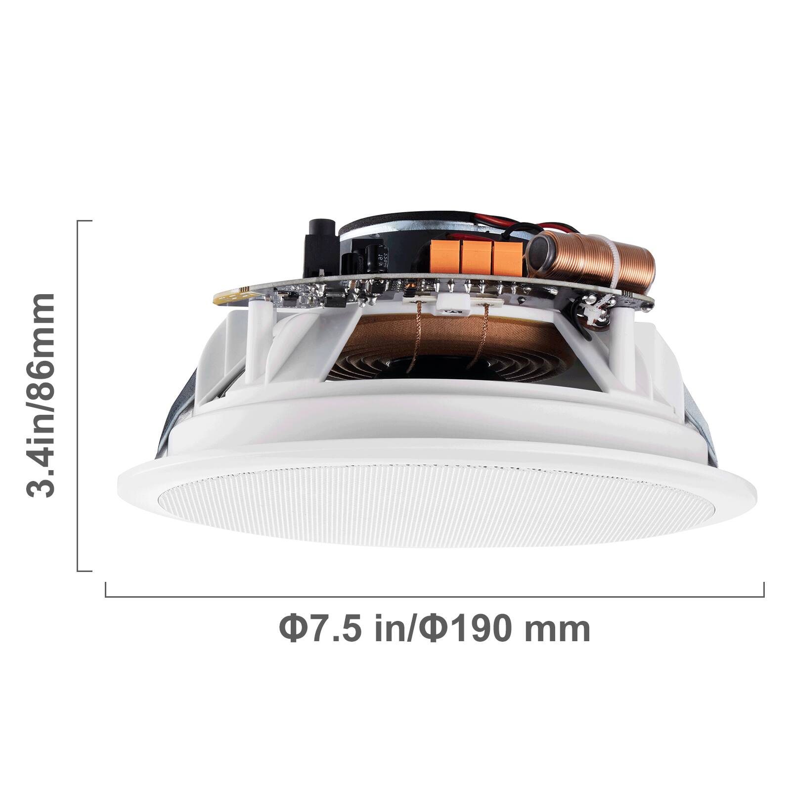 3.4 in/86 mm  
Φ7.5 in/Φ190 mm