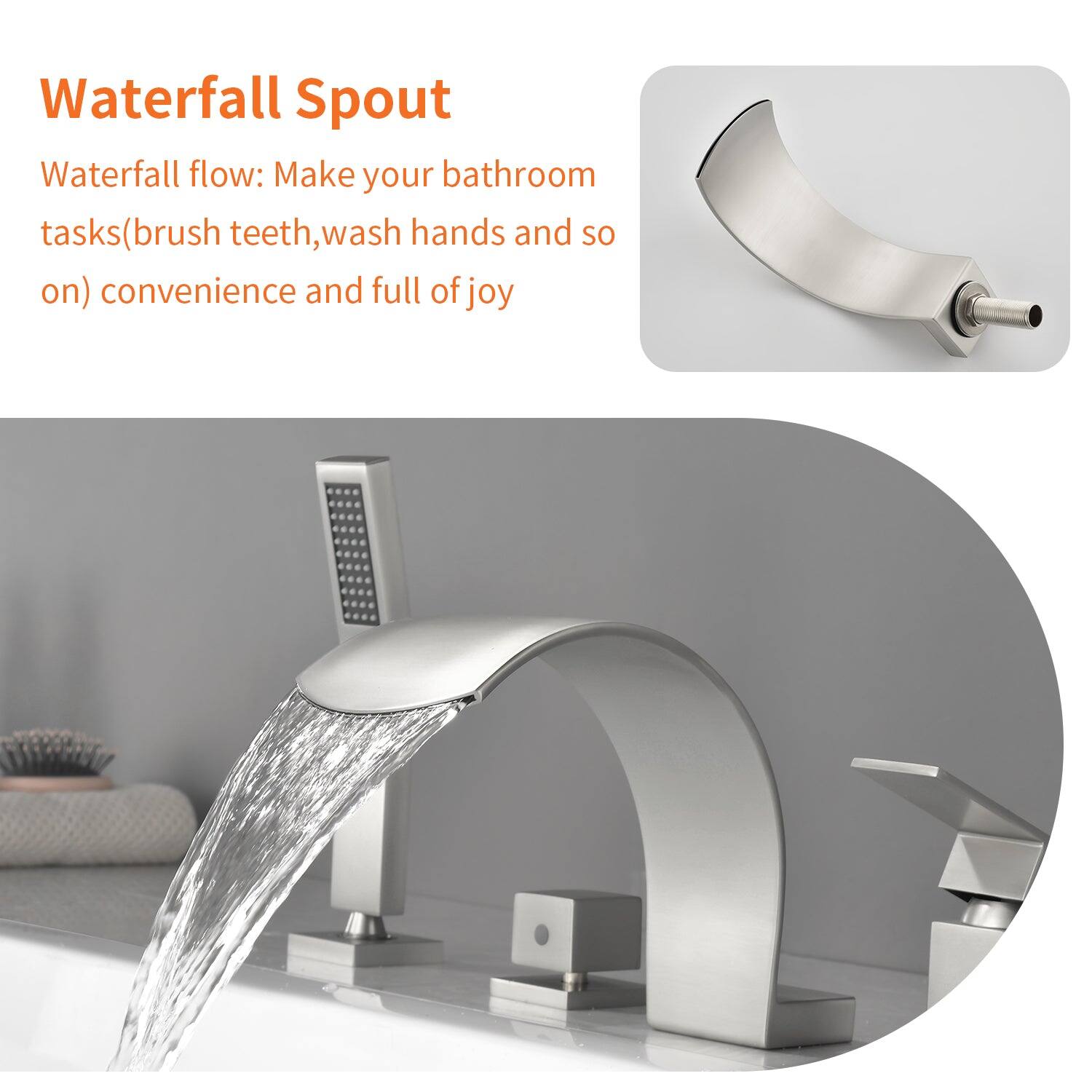 Waterfall Spout

Waterfall flow: Make your bathroom tasks (brush teeth, wash hands and so on) convenience and full of joy