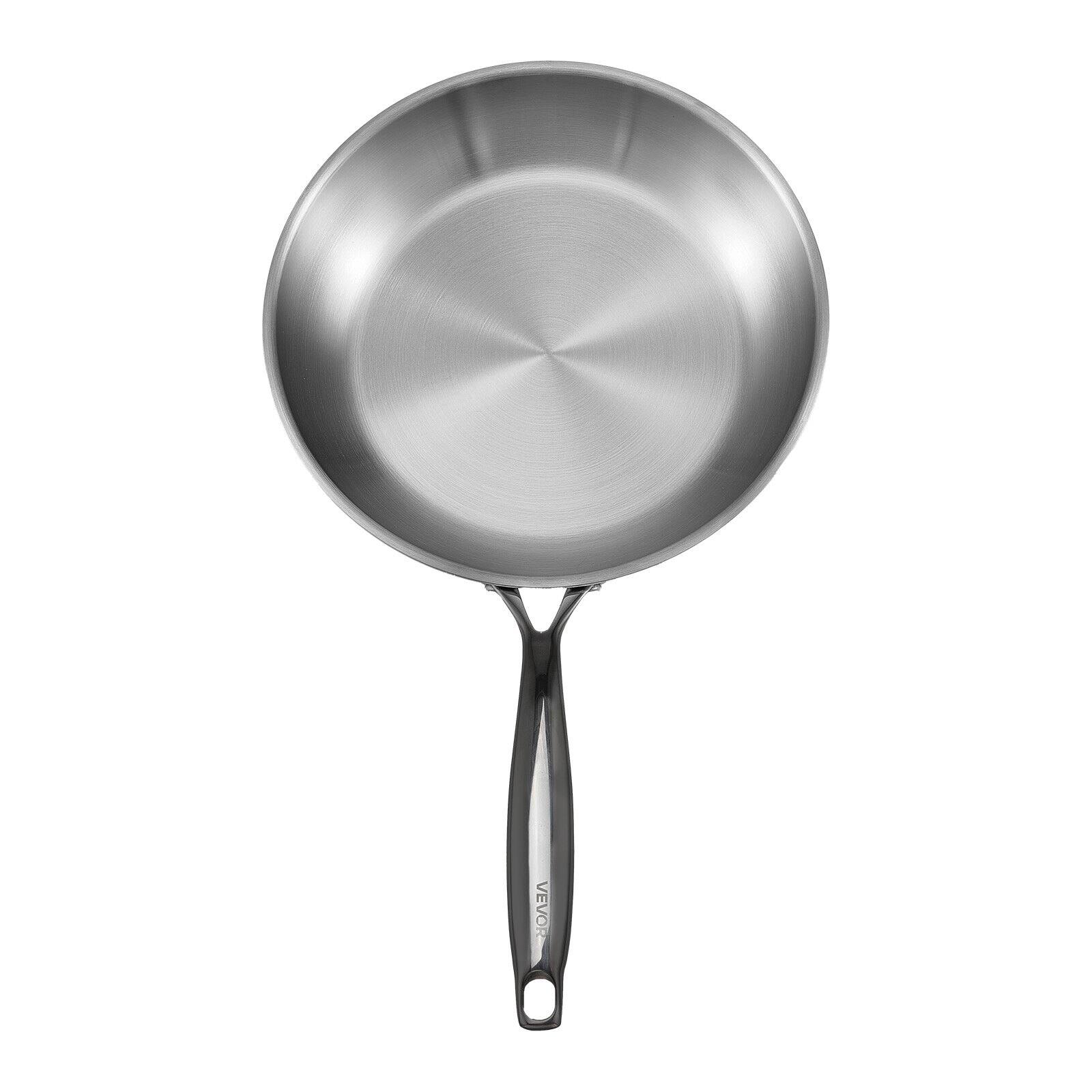 Alt View 8. Glintex - Tri-Ply Stainless Steel Frying Pan Set, 3 Pcs Skillet Cookware for Gas, Electric, Induction, and Oven Cooking - Silver.