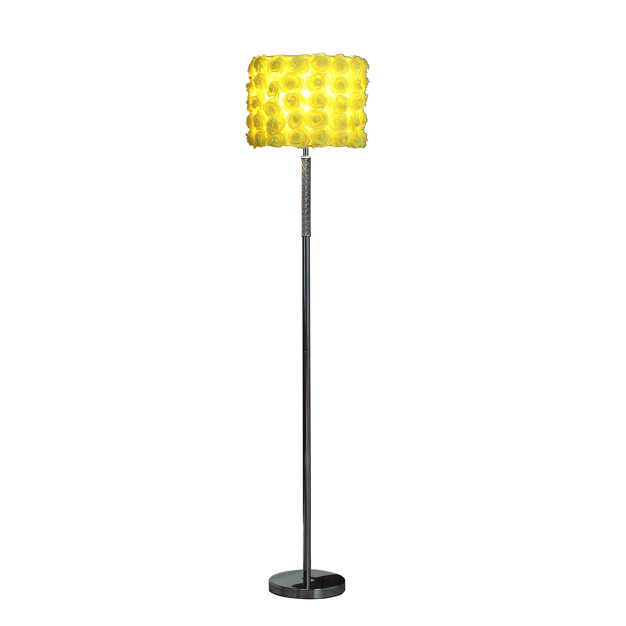 Angle. Manhattan Lane - Finn 63 Inch Glamorous Floor Lamp, Rose Accent Shade, 100W.
