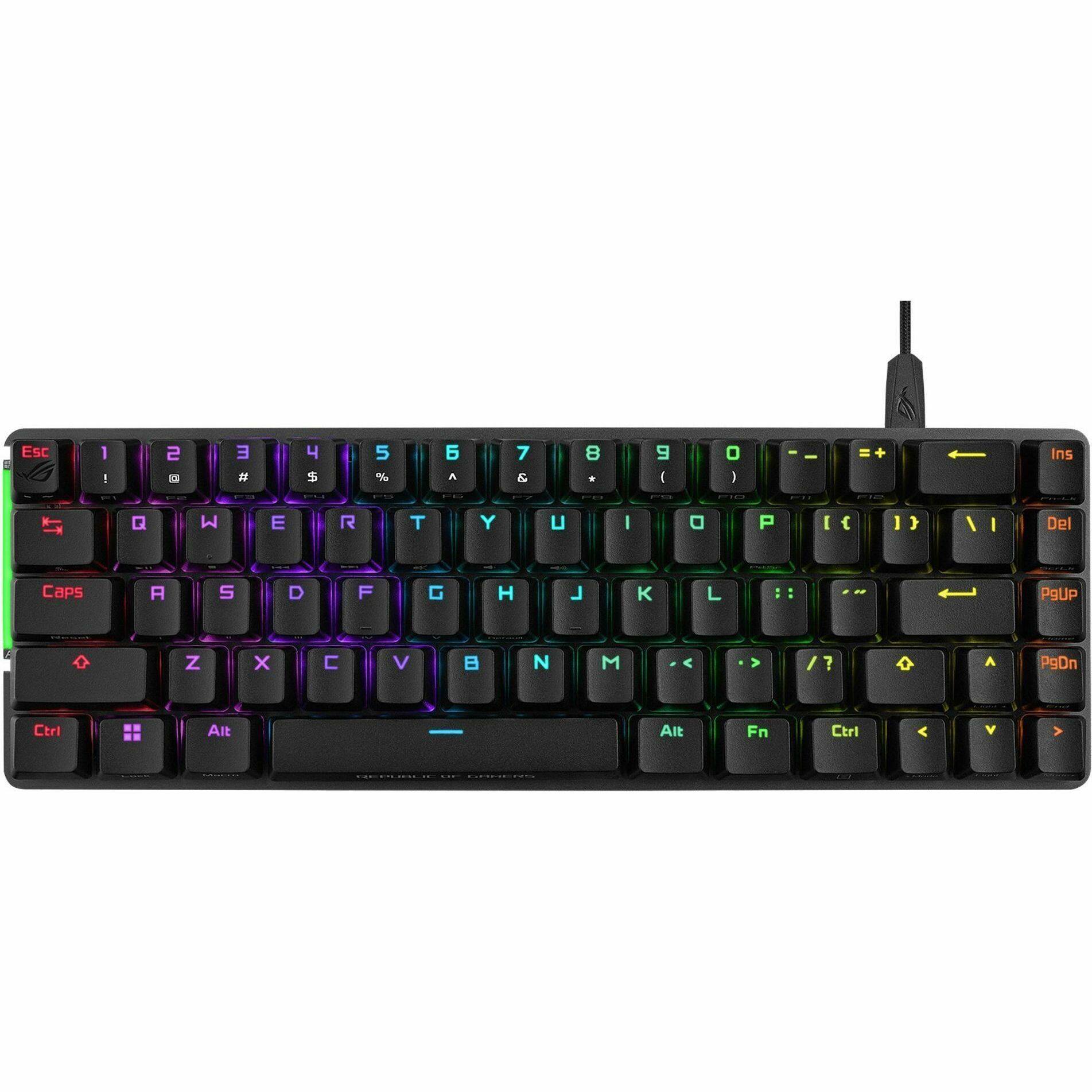Esc 1 ! 2 @ 3 # 4 $ 5 % 6 ^ 7 & 8 * 9 ( 0 ) - = Ins Del  
Q W E R T Y U I O P [ ] \  
Caps A S D F G H J K L ; '  
Z X C V B N M , . /  
Ctrl Fn Alt Spacebar Alt Ctrl  
PgUp PgDn