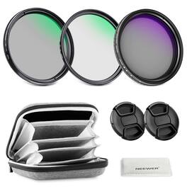 Neewer - 43mm VND2-400 + CPL + UV 3-Pack, Case & Caps