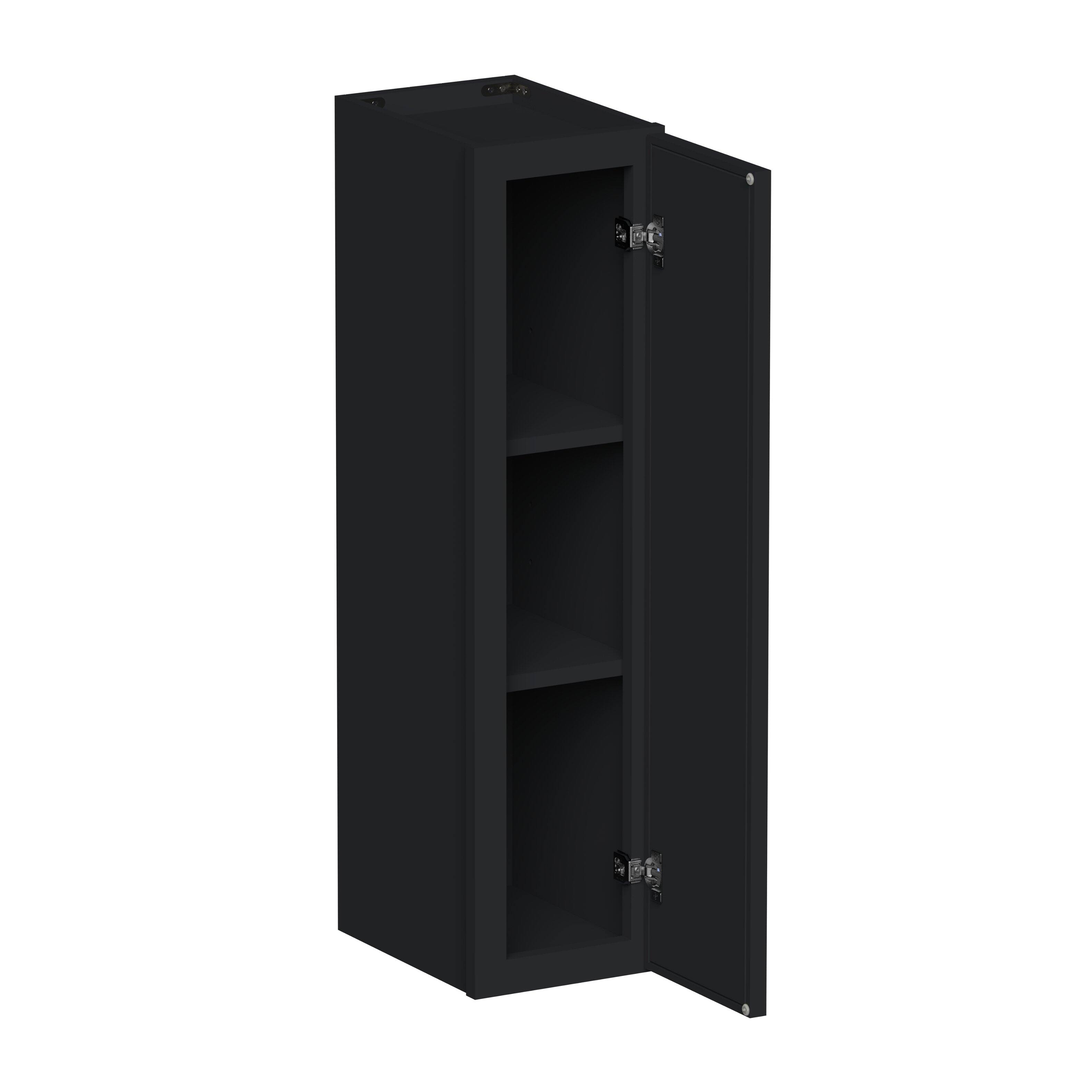 Angle. Boyel Living - 9-in W x 36-in H x 12-in D Shaker RTA Kitchen Wall Cabinet with Soft-Close - Black.