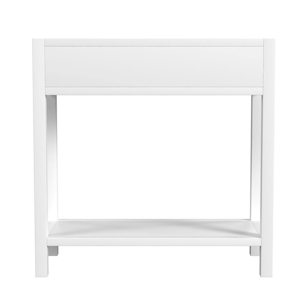 Left. Starlight Canyon Home - Wide White Nightstand with Drawer – 30 Inch Wood Nightstand for Bedroom - White.