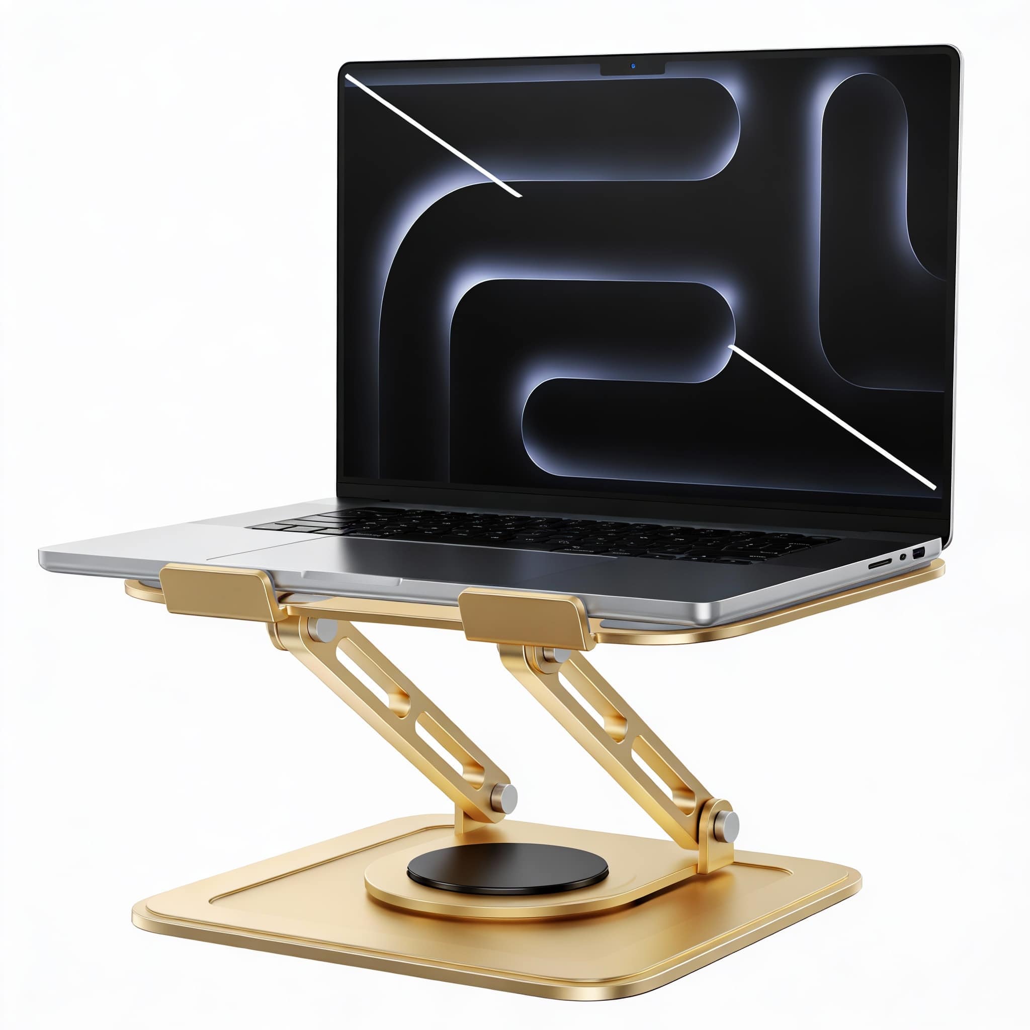 Frangdom - Adjustable Foldable Aluminum Laptop Stand with Heat-Vent - Gold 10-16" laptop stand