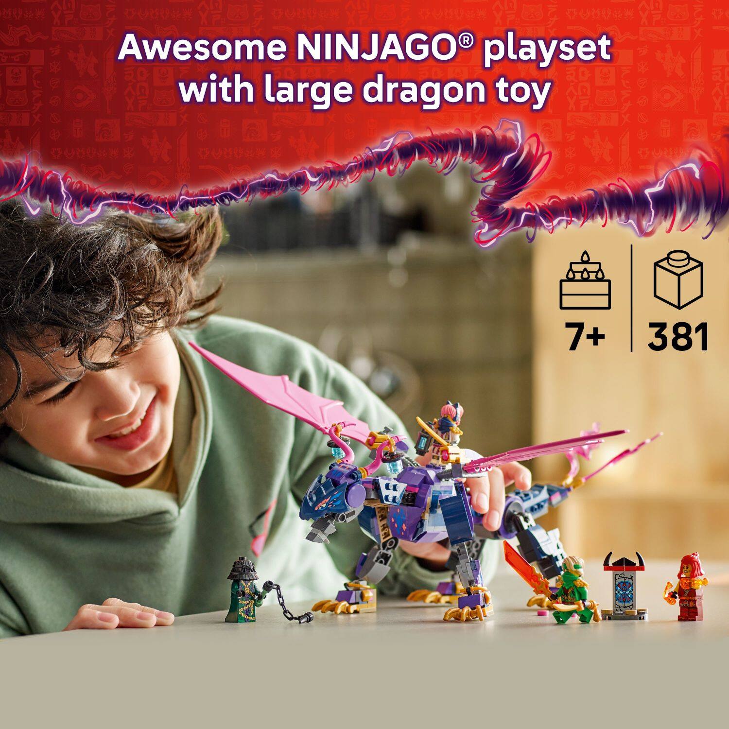 Awesome NINJAGO playset with large dragon toy 7+ 381