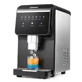 Costway - Countertop Ice Machine with Self Dispensing, 80 LBS Per Day, 7.5 LBS Ice Storage - Black + Silver