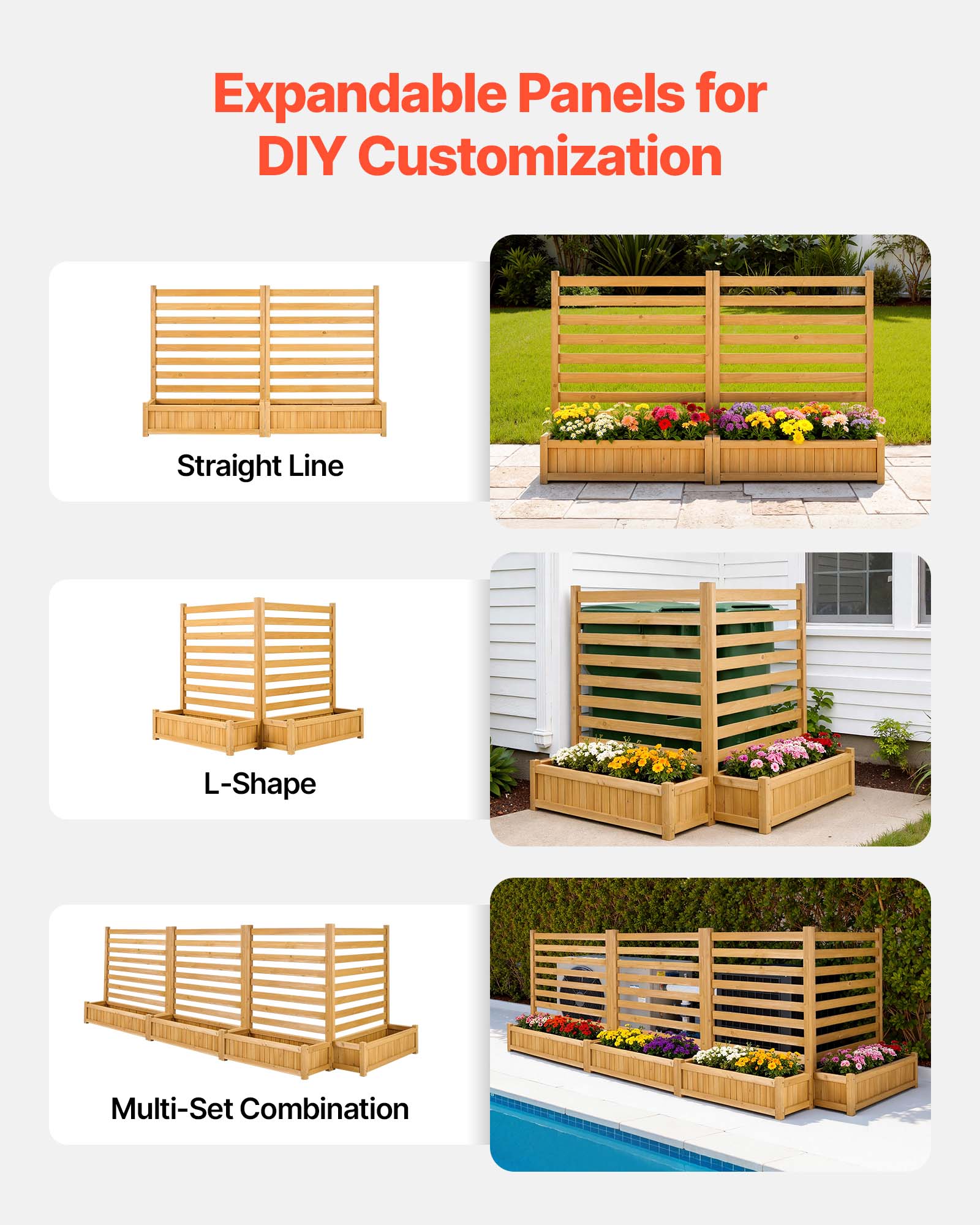 Expandable Panels for DIY Customization

- Straight Line
- L-Shape
- Multi-Set Combination