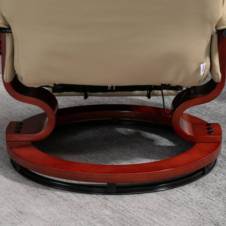 Alt View 9. PULUZ - Air Leather Manual Recliner, Adjustable Swivel Lounge Chair with Footrest, Armrest and Wrapped Wood Base - Cream White.