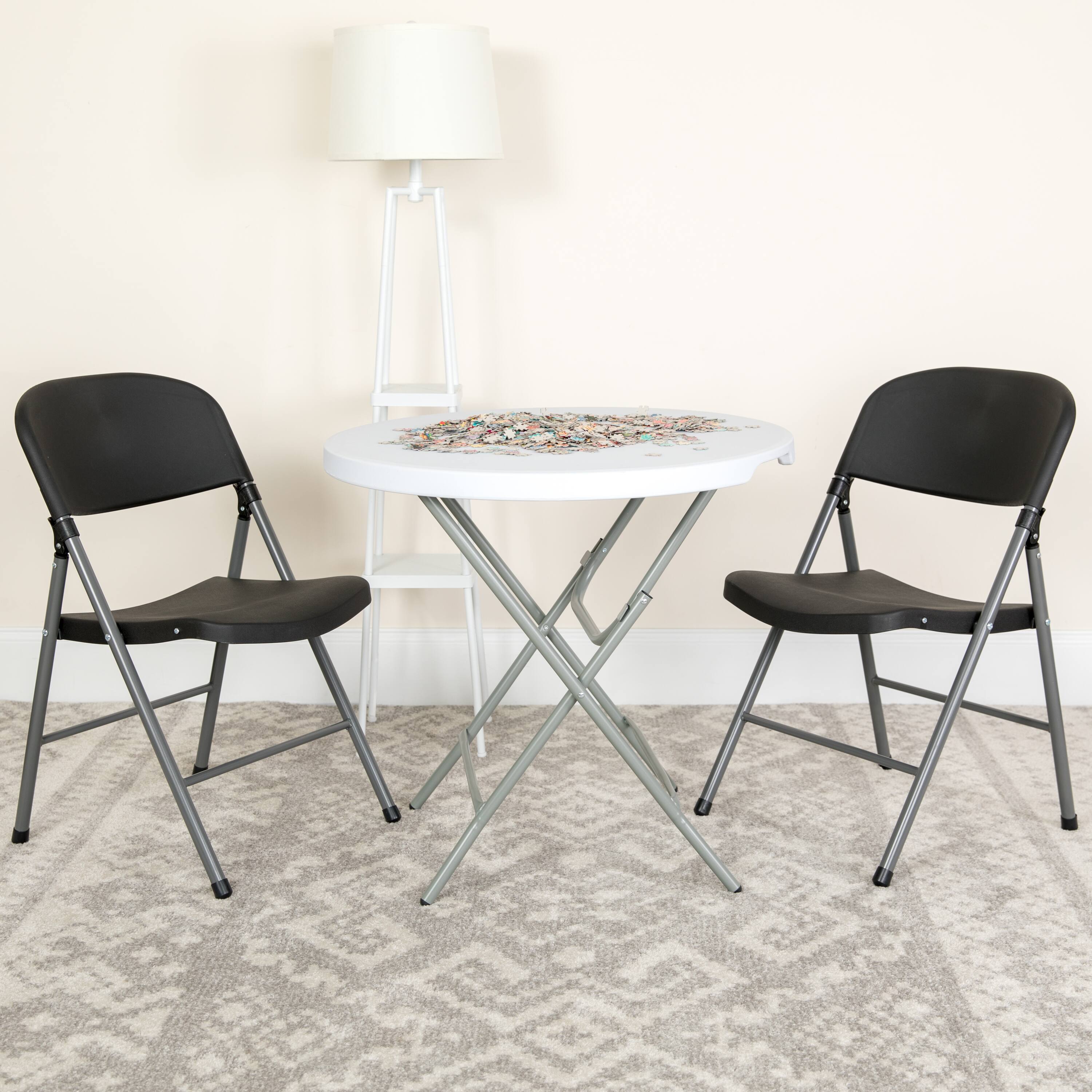 Alt View 4. Emma + Oliver - 2 Pack Home & Office 330 lb. Capacity Foldable Plastic Chair - Black.