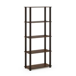 Furinno - Turn-S-Tube 5-Tier Multipurpose Shelf Display Rack with Square Tubes, Walnut/Brown - Walnut/Brown