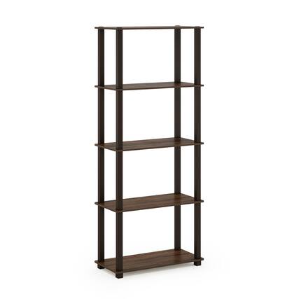 Front. Furinno - Turn-S-Tube 5-Tier Multipurpose Shelf Display Rack with Square Tubes, Walnut/Brown - Walnut/Brown.