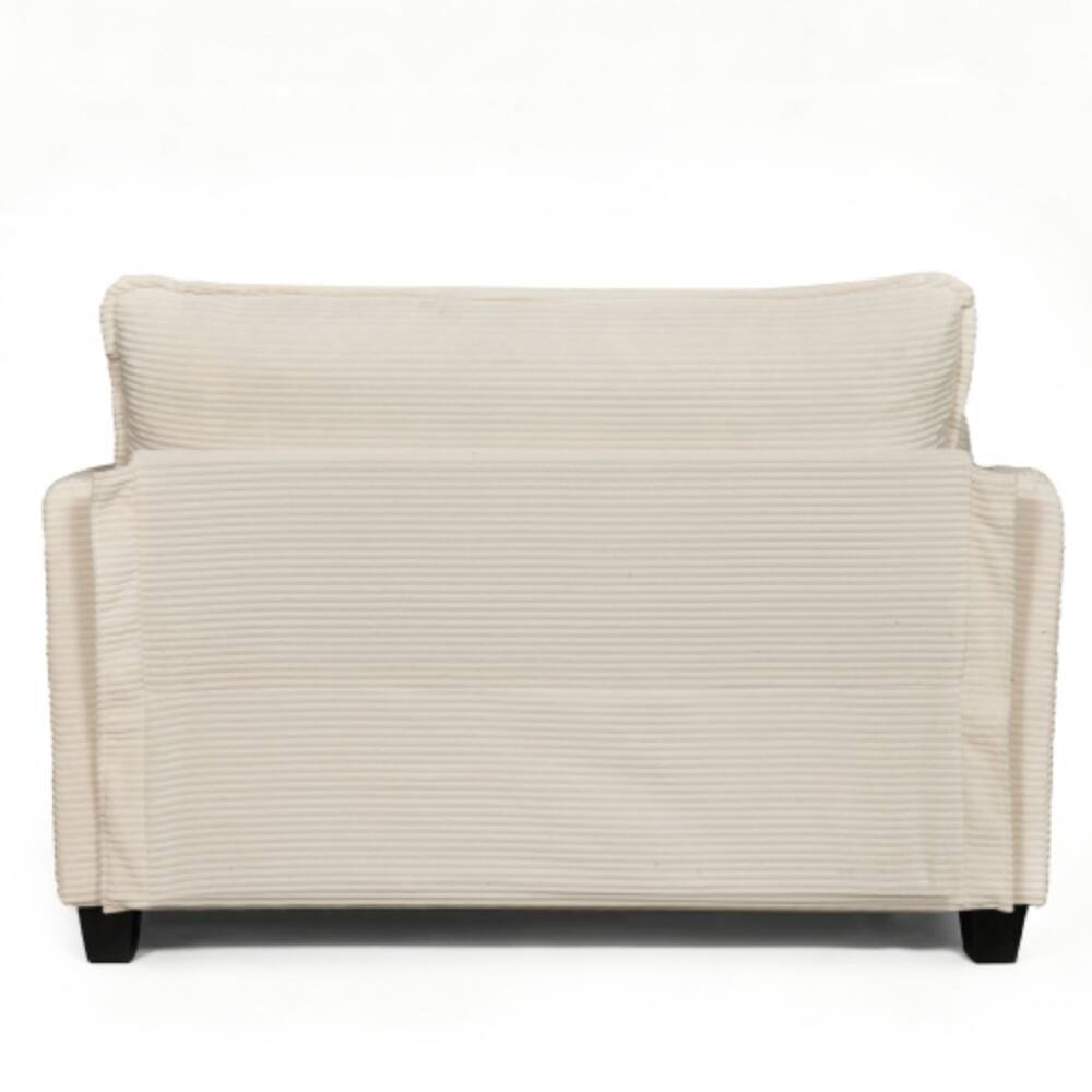 Alt View 4. LUCKY ONE - 2-in-1 Convertible Corduroy 2-Seater Loveseat Sofa Bed w/ Side Storage 375 lbs/seat - Beige.