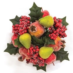 BreeBe - Sugar Glazed Winter Fruit & Holly Taper Ring - 1" - Multicolor