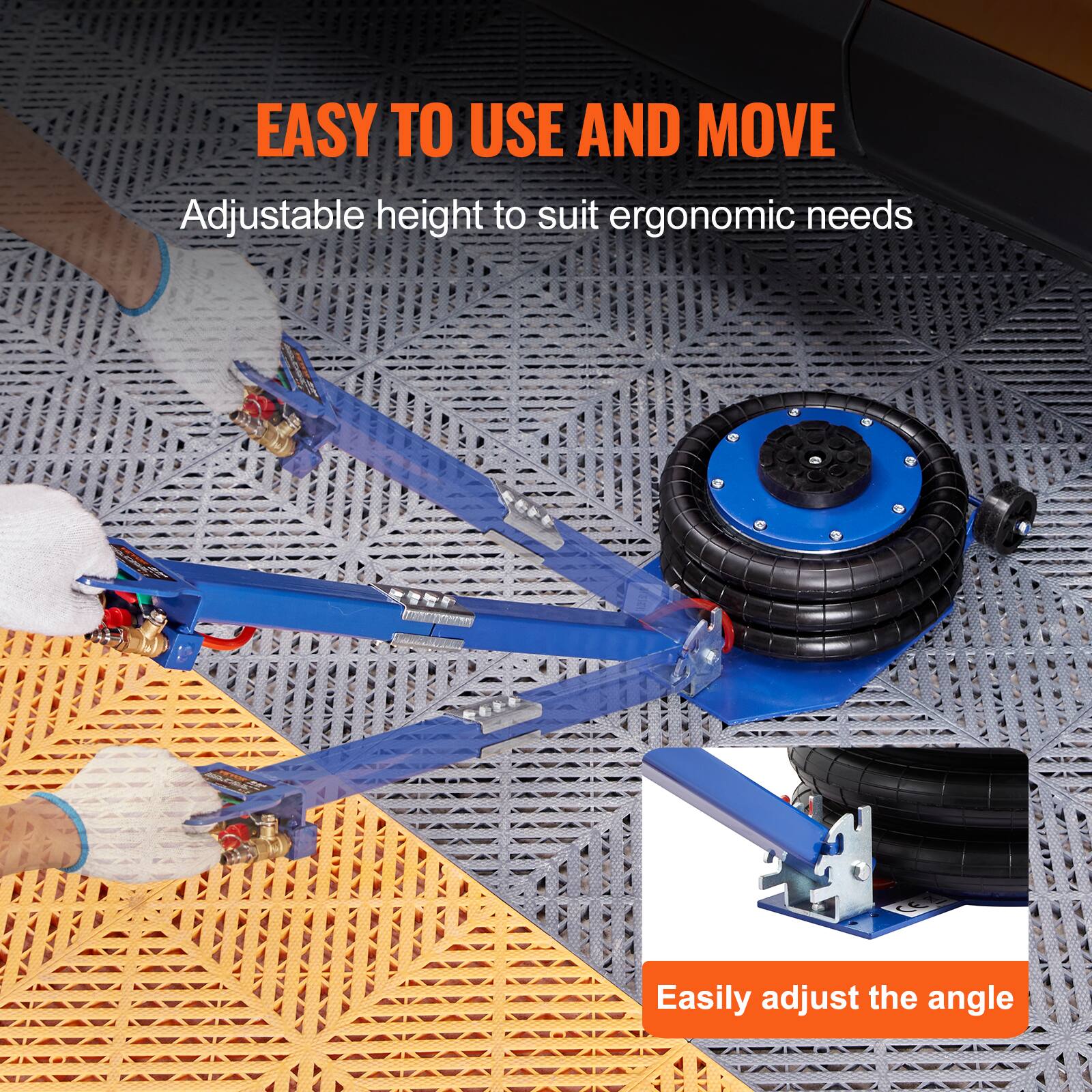 EASY TO USE AND MOVE  
Adjustable height to suit ergonomic needs  
Easily adjust the angle