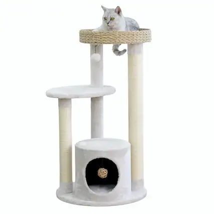 Front. PetPals - 4-Level Cat Tower Winnipeg Medium Sustainable Cat Tree, 36"H - Brown.
