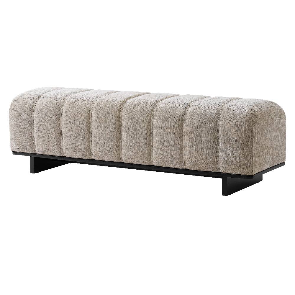 Alt View 6. Ropilly - Ropilly Modern Indoor Dining Bench, Oatmeal Chenille Fabric, Rubber Wood Legs, Upholstered Entryway Seating - Oatmeal.