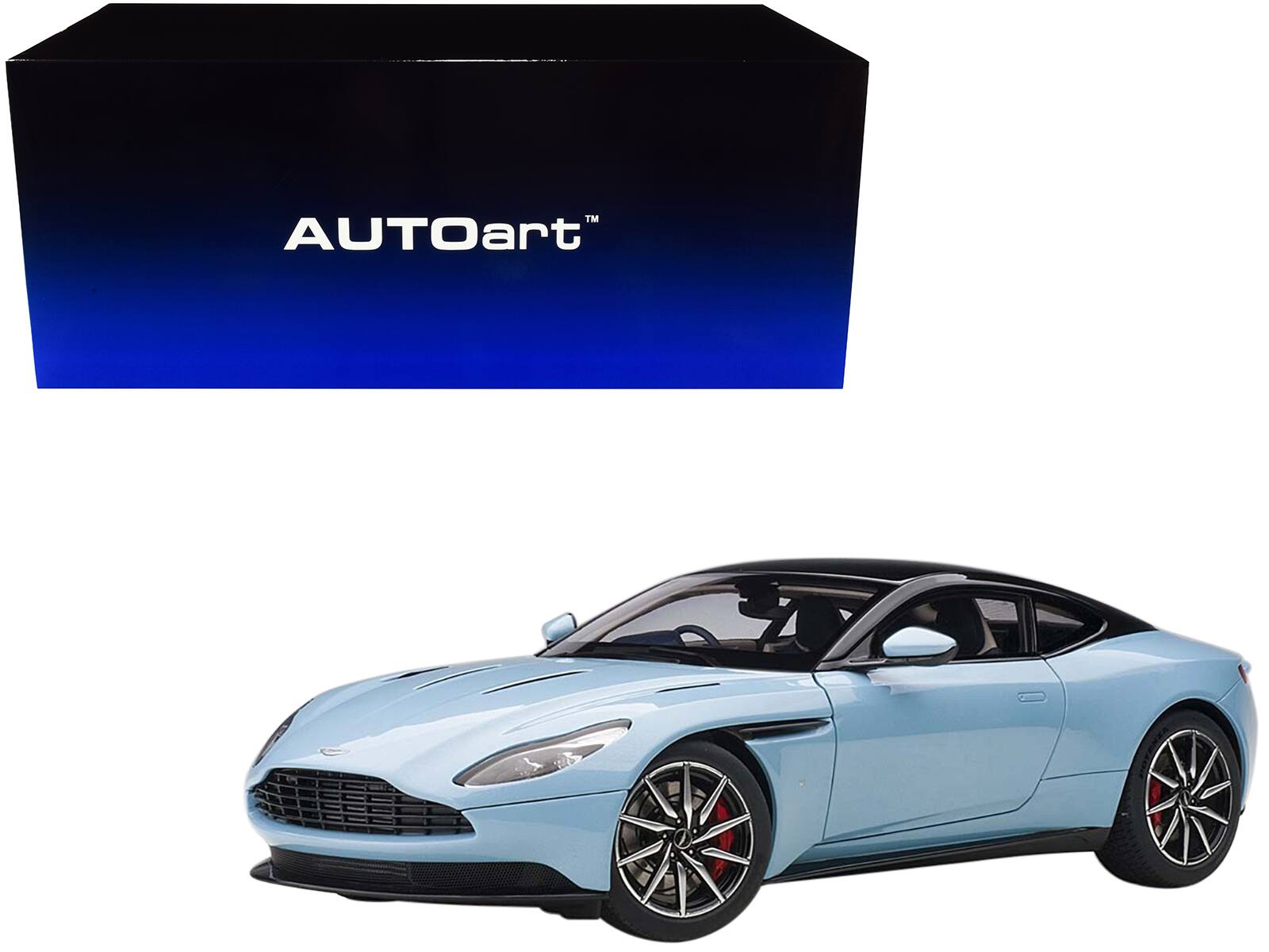 Aston Martin DB11 Q Frosted Glas 1/18 Model Car by Autoart - Blue With Black Top